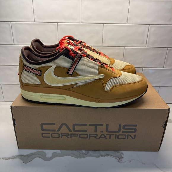 Nike Air Max 1 Travis Scott Catcus Jack Wheat Lemon Drop Size 14 Brand New - Picture 4 of 6